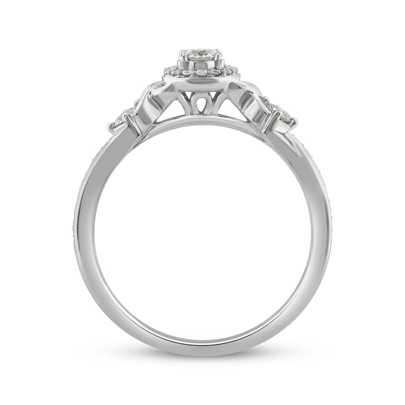 XO from KAY Round-Cut Diamond Halo Engagement Ring 5/8 ct tw 14K White Gold