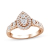 Thumbnail Image 1 of XO from KAY Round-Cut Multi-Diamond Center Pear-Shaped Engagement Ring 5/8 ct tw 14K Rose Gold