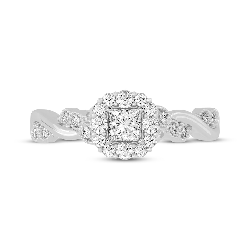 Main Image 3 of Princess-Cut Diamond Twist Shank Engagement Ring 1/2 ct tw 14K White Gold