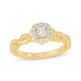 Adore Princess-Cut Diamond Twist Shank Engagement Ring 1/2 ct tw 14K Yellow Gold