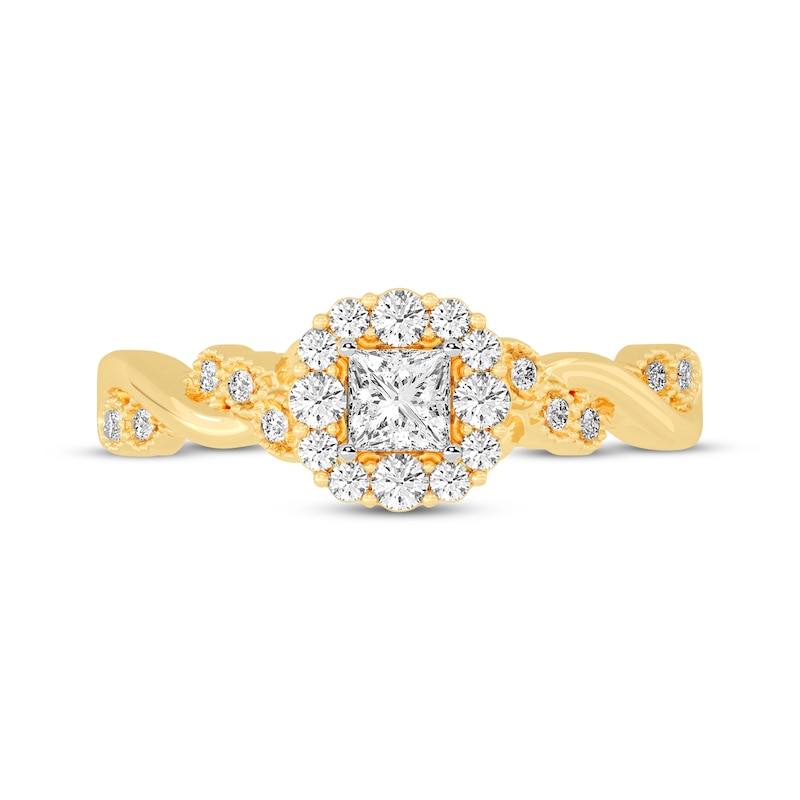 Princess-Cut Diamond Twist Shank Engagement Ring 1/2 ct tw 14K Yellow Gold