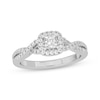 Thumbnail Image 1 of Princess-Cut Diamond Cushion Halo Frame Engagement Ring 1/2 ct tw 14K White Gold