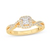 Thumbnail Image 1 of Princess-Cut Diamond Cushion Halo Frame Engagement Ring 1/2 ct tw 14K Yellow Gold