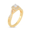 Thumbnail Image 2 of Princess-Cut Diamond Cushion Halo Frame Engagement Ring 1/2 ct tw 14K Yellow Gold