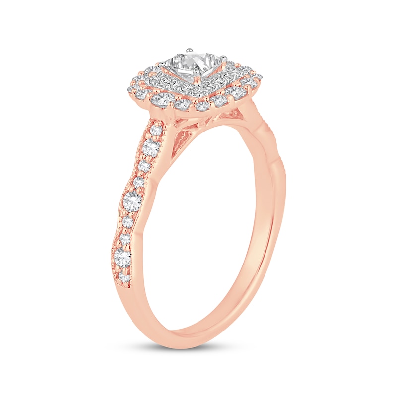 Main Image 2 of Princess-Cut Diamond Vintage-Inspired Engagement Ring 3/4 ct tw 14K Rose Gold