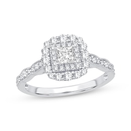 Adore Princess-Cut Diamond Vintage-Inspired Engagement Ring 3/4 ct tw 14K White Gold