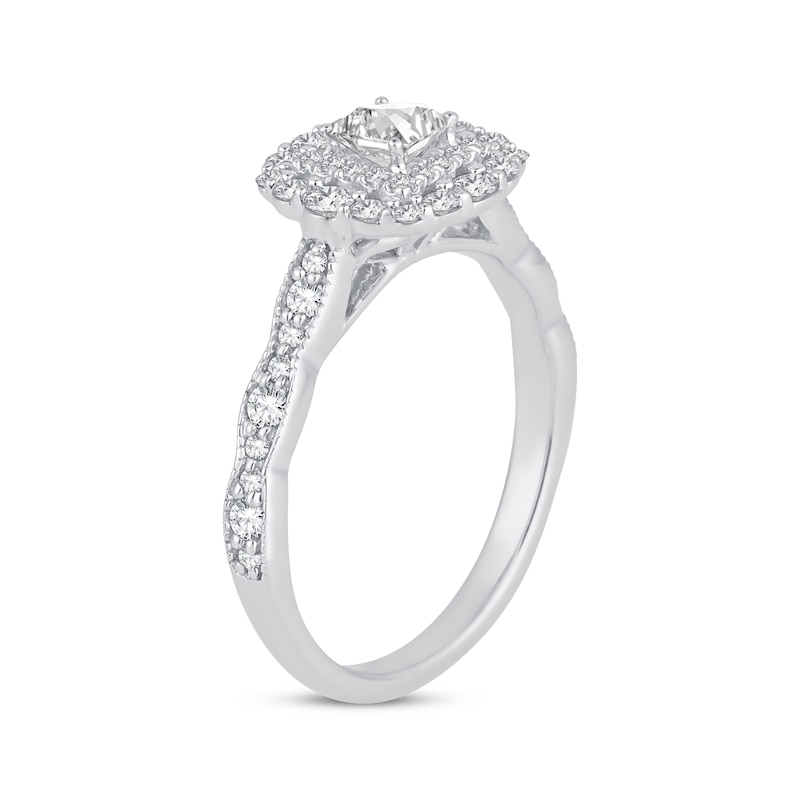 Main Image 2 of Princess-Cut Diamond Vintage-Inspired Engagement Ring 3/4 ct tw 14K White Gold