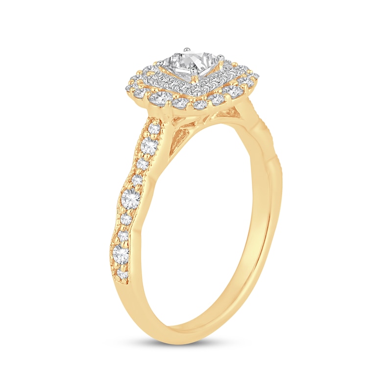 Main Image 2 of Princess-Cut Diamond Vintage-Inspired Engagement Ring 3/4 ct tw 14K Yellow Gold