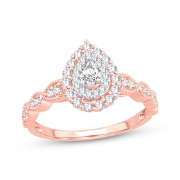 Pear-Shaped Diamond Vintage-Inspired Engagement Ring 1/2 ct tw 14K Rose Gold