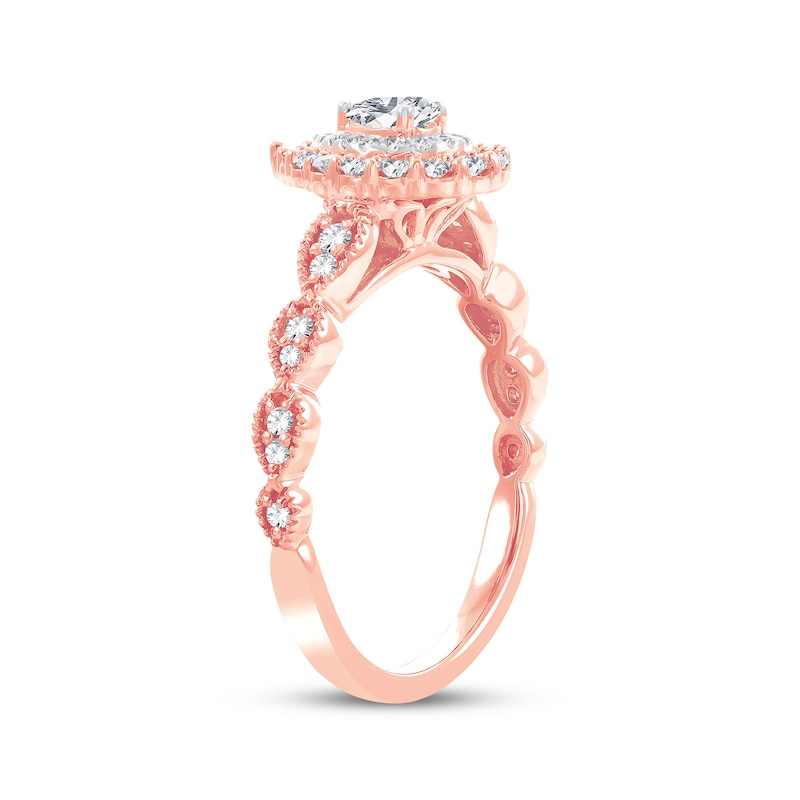 Main Image 2 of Pear-Shaped Diamond Vintage-Inspired Engagement Ring 1/2 ct tw 14K Rose Gold