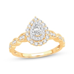 Pear-Shaped Diamond Vintage-Inspired Engagement Ring 1/2 ct tw 14K Yellow Gold