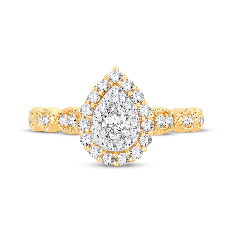 Main Image 3 of Pear-Shaped Diamond Vintage-Inspired Engagement Ring 1/2 ct tw 14K Yellow Gold