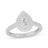 Thumbnail Image 1 of Pear-Shaped Diamond Double Halo Engagement Ring 5/8 ct tw 14K White Gold