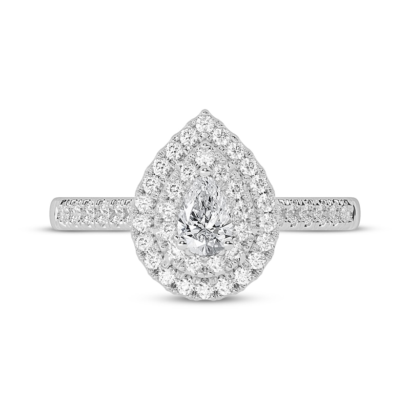 pear shaped double halo engagement rings