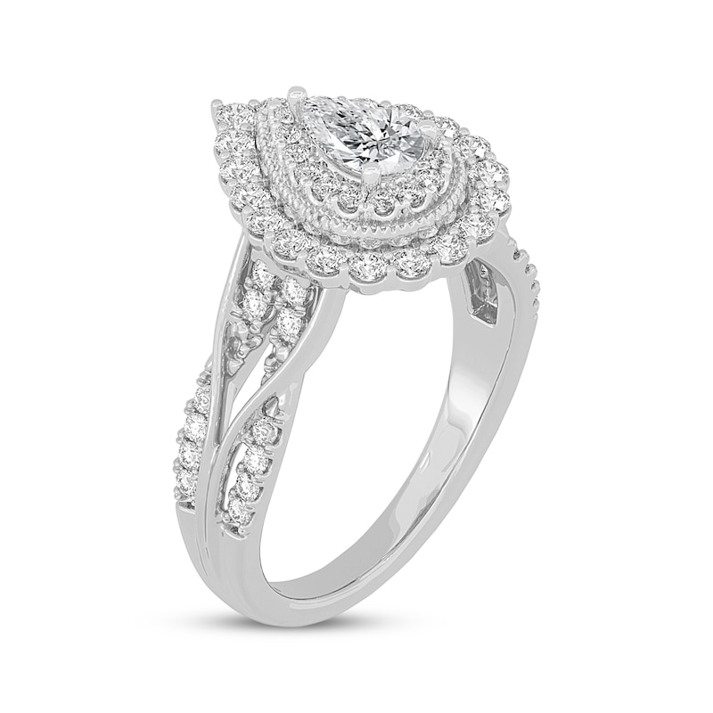 Main Image 2 of Pear-Shaped Diamond Halo Engagement Ring 1 ct tw 14K White Gold