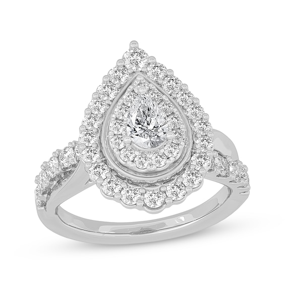 Pear-Shaped Engagement Ring 1-1/2 ct tw 14K White Gold