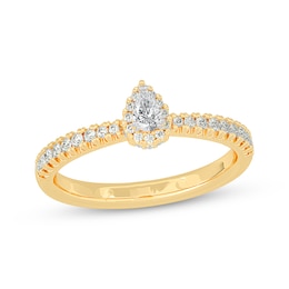 Adore Pear-Shaped Diamond Halo Engagement Ring 3/8 ct tw 14K Yellow Gold