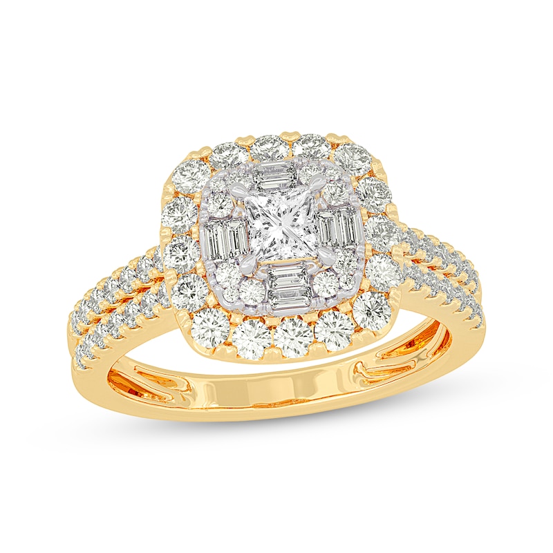 Main Image 1 of Princess-Cut Diamond Engagement Ring 1-1/5 ct tw 14K Yellow Gold