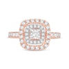 Thumbnail Image 2 of Princess-Cut Diamond Double Cushion Halo Engagement Ring 1-3/8 ct tw 14K Rose Gold