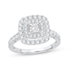 Thumbnail Image 1 of Princess-Cut Diamond Double Cushion Halo Engagement Ring 1-3/8 ct tw 14K White Gold