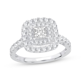 Adore Princess-Cut Diamond Double Cushion Halo Engagement Ring 1-3/8 ct tw 14K White Gold