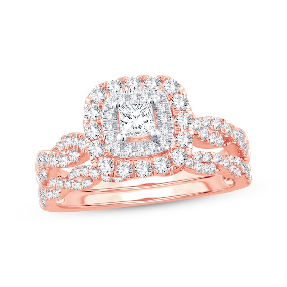 Princess-Cut Diamond Twist Shank Bridal Set 1 ct tw 14K Rose Gold