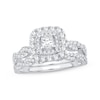 Thumbnail Image 0 of Princess-Cut Diamond Twist Shank Bridal Set 1 ct tw 14K White Gold