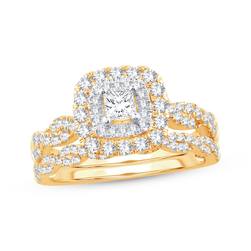 Main Image 1 of Princess-Cut Diamond Twist Shank Bridal Set 1 ct tw 14K Yellow Gold