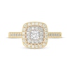 Thumbnail Image 3 of Princess-Cut Diamond Cushion Halo Engagement Ring 5/8 ct tw 14K Yellow Gold