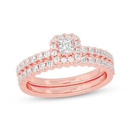 Princess-Cut Diamond Bridal Set 3/4 ct tw 14K Rose Gold