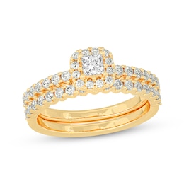 Adore Princess-Cut Diamond Bridal Set 3/4 ct tw 14K Yellow Gold