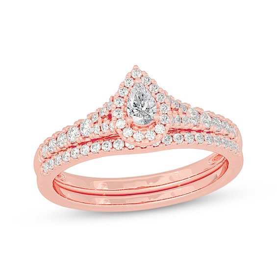 Pear-Shaped Diamond Bridal Set 1/2 ct tw 14K Rose Gold