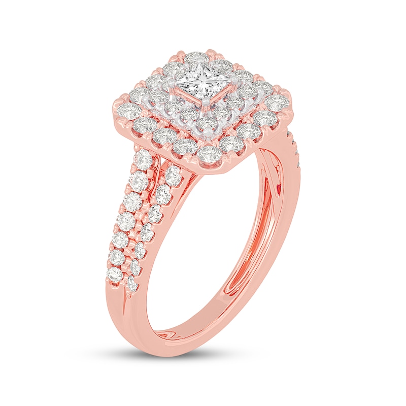 Main Image 2 of Princess-Cut Diamond Double Frame Engagement Ring 1-1/5 ct tw 14K Rose Gold