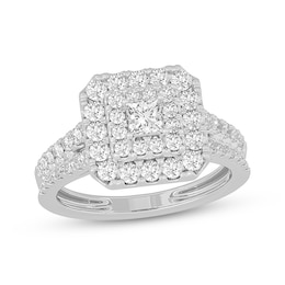 Adore Princess-Cut Diamond Double Halo Engagement Ring 1-1/5 ct tw 14K White Gold