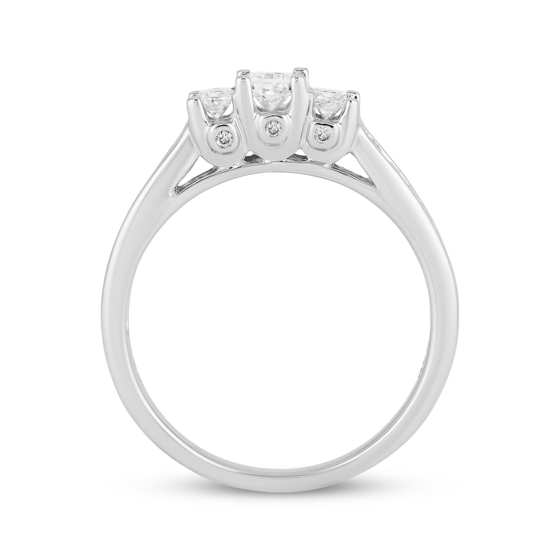 Main Image 3 of Princess-Cut Diamond Three-Stone Engagement Ring 1/2 ct tw 14K White Gold