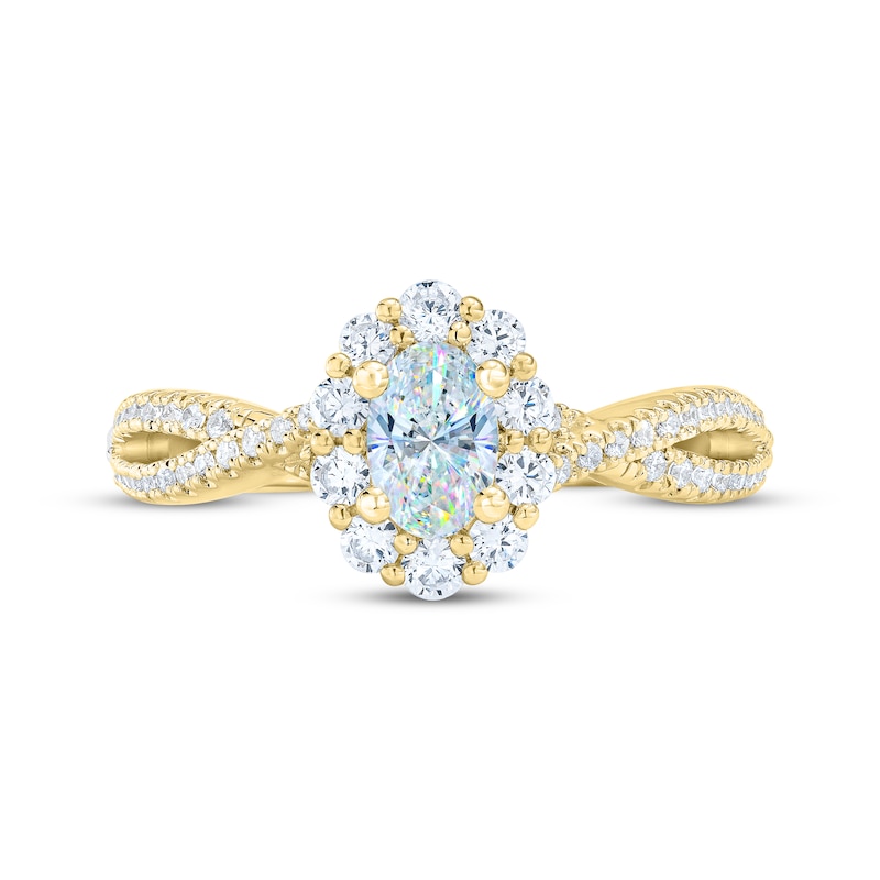 THE LEO First Light Diamond Oval-Cut Engagement Ring 1 ct tw 14K Yellow Gold