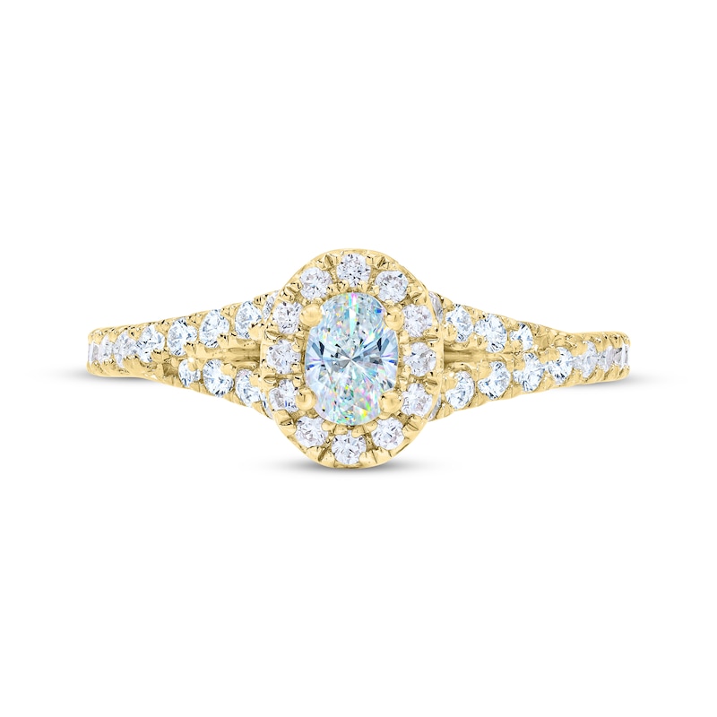 THE LEO First Light Diamond Oval-Cut Engagement Ring 3/4 ct tw 14K Yellow Gold