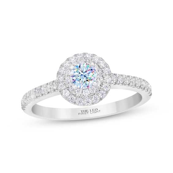 THE LEO First Light Diamond Round-Cut Engagement Ring 1/2 ct tw 14K White Gold