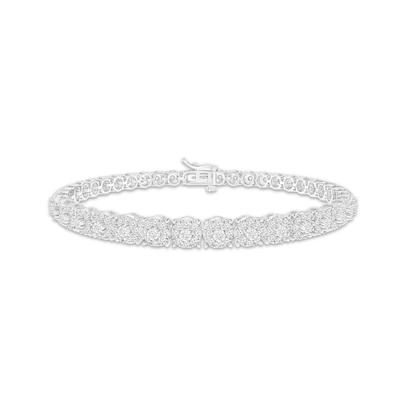 Main Image 1 of Multi-Diamond Graduated Link Bracelet 1-1/2 ct tw 10K White Gold 7&quot;