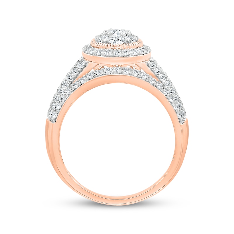 Main Image 3 of Multi-Diamond Oval Frame Bridal Set 7/8 ct tw 10K Rose Gold