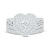Thumbnail Image 3 of Multi-Diamond Heart-Shaped Bridal Set 1 ct tw 10K White Gold