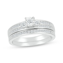 Adore Round-Cut Diamond Three-Stone Bridal Set 1/5 ct tw 10K White Gold