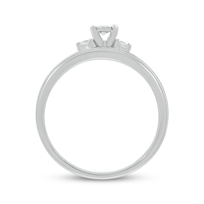 Main Image 3 of Round-Cut Diamond Three-Stone Bridal Set 1/5 ct tw 10K White Gold