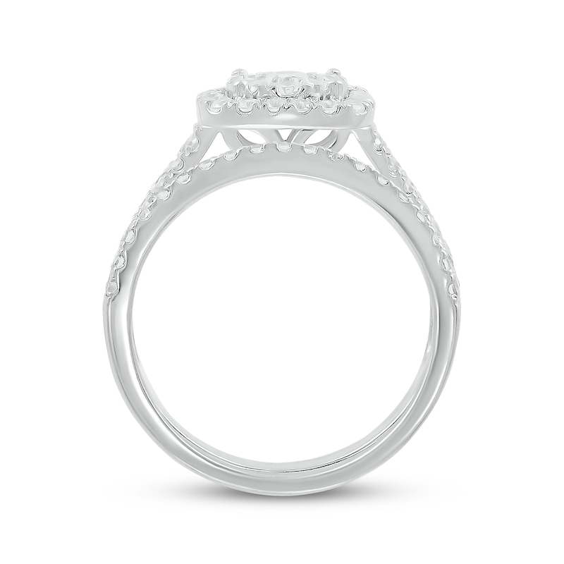 Main Image 3 of Multi-Diamond Cushion Frame Bridal Set 1 ct tw 10K White Gold