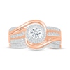 Thumbnail Image 4 of Round-Cut Diamond Halo Bypass Bridal Set 5/8 ct tw 10K Rose Gold