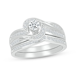 Adore Round-Cut Diamond Bypass Bridal Set 3/8 ct tw 10K White Gold