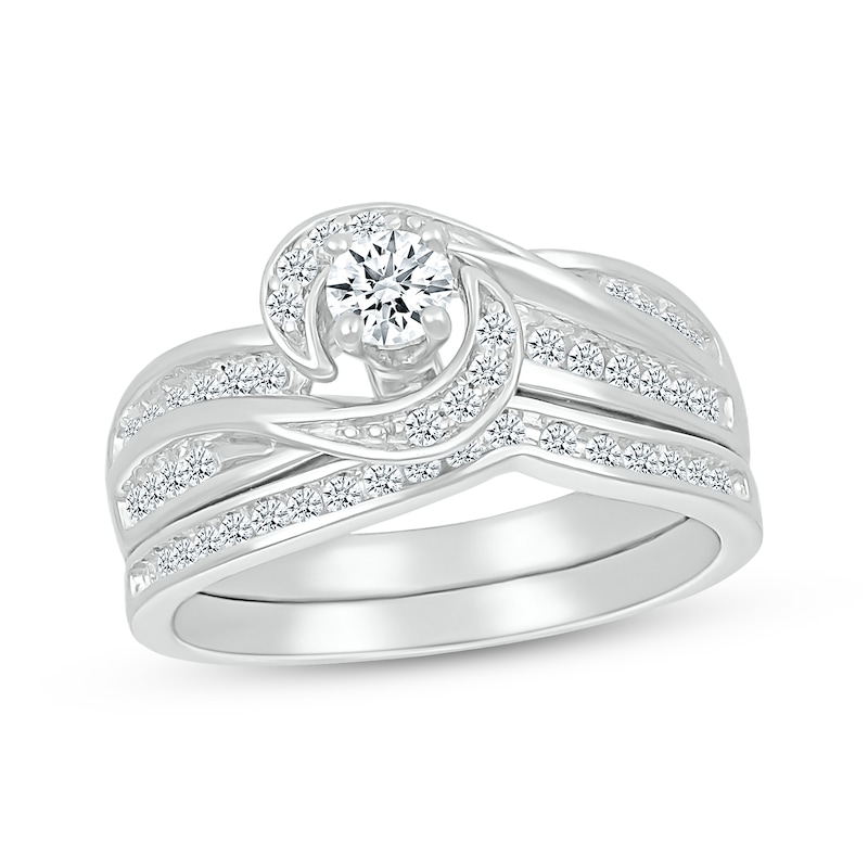 Round-Cut Diamond Bypass Bridal Set 3/8 ct tw 10K White Gold