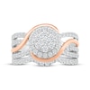 Thumbnail Image 4 of Multi-Diamond Bypass Halo Round-Cut Bridal Set 7/8 ct tw 10K Two-Tone Gold