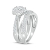 Thumbnail Image 2 of Multi-Diamond Oval-Shaped Crossover Bridal Set 1 ct tw Round-Cut 10K White Gold