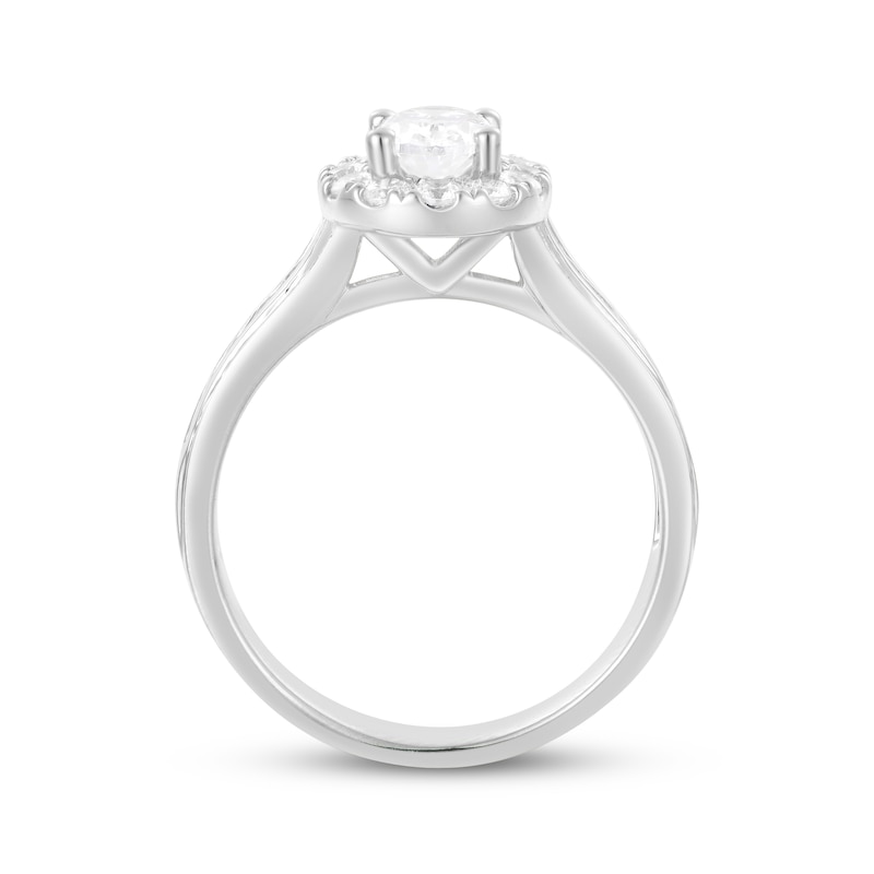 Main Image 3 of Oval-Cut Diamond Halo Bridal Set 1-1/2 ct tw 14K White Gold